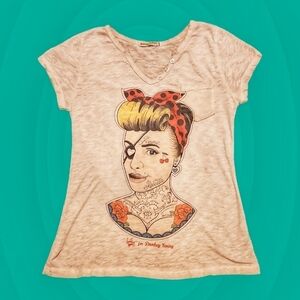 VTG DONKEY SWING Rare Rockabilly Tattoo Rosie the Riveter Grunge Baby Tee